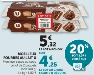 MOELLEUX FOURRES AU LAIT U Moelleux cacao ou coco