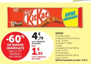 Chocolat au lait / Chunky / Chocolat blanc Nestlé KitKat