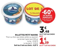 Rillettes Petit Navire Thon ou thon aux olives vertes ou saumon