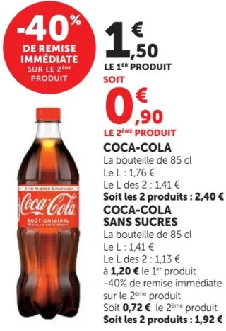COCA-COLA ou COCA-COLA SANS SUCRES