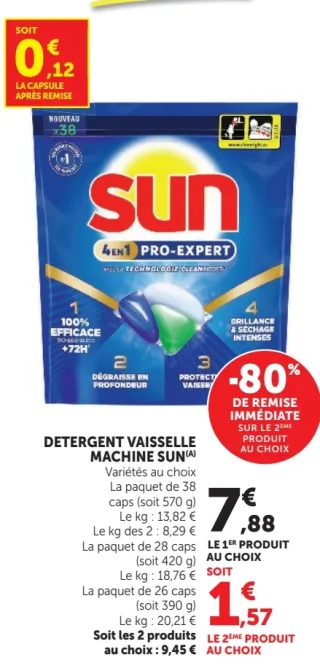 Détérgent vaisselle machine Sun Pro-Expert 4en1