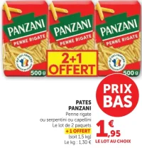 Pâtes Panzani Penne rigate, serpentini ou capellini