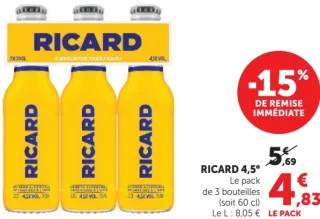 Boisson aromatisée à l'anis Ricard 4,5°