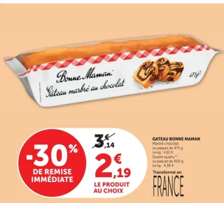 Gâteau Bonne Maman Marbré chocolat ou Quatre quarts