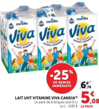 Lait UHT Vitamine Viva Candia