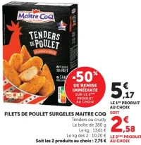 Filets de poulet surgelés Maître Coq Tenders