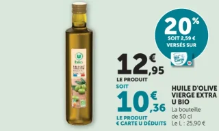 Huile d'olive vierge extra U bio