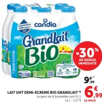 Lait Uht Demi-Ecreme Bio Grandlait