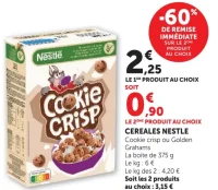 Cereales Nestle Cookie crisp ou Golden Grahams