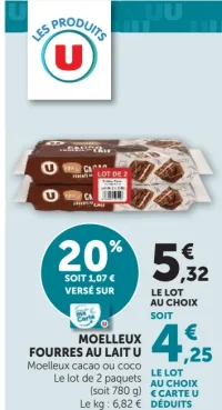 Moelleux cacao ou coco U