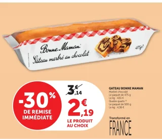 Gâteau Bonne Maman Marbré chocolat ou Quatre-quarts