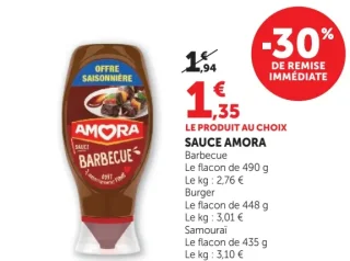 Sauce Amora Barbecue, Burger, ou Samouraï