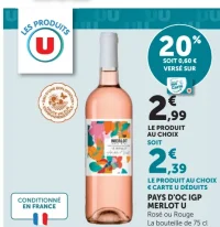 PAYS D'OC IGP MERLOT U Rosé ou Rouge