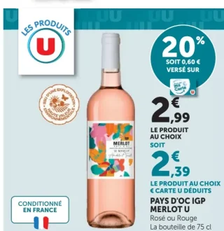 PAYS D'OC IGP MERLOT U Rosé ou Rouge