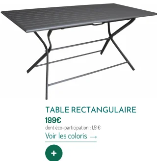 Table rectangulaire pliante de jardin