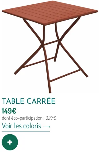 Table carrée pliante de jardin