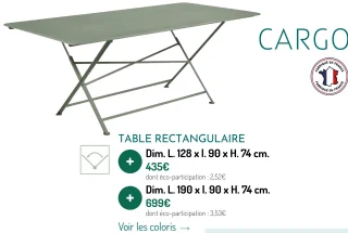 Table rectangulaire Cargo