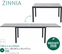 Table à allonges ZINNIA