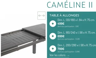 Caméline II Table à allonges