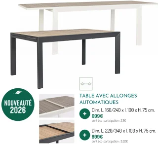 Table avec allonges automatiques