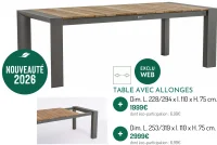 Table avec allonges