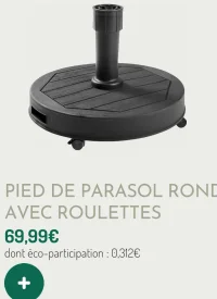 Pied de parasol rond avec roulettes