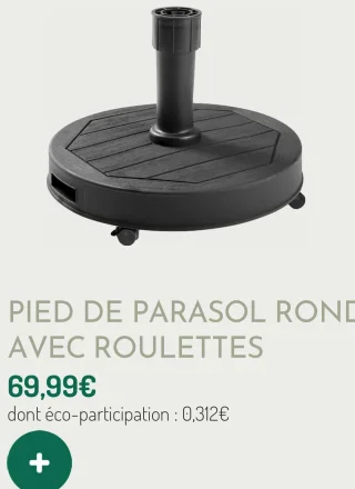 Pied de parasol rond avec roulettes