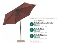 Parasol rond à manivelle