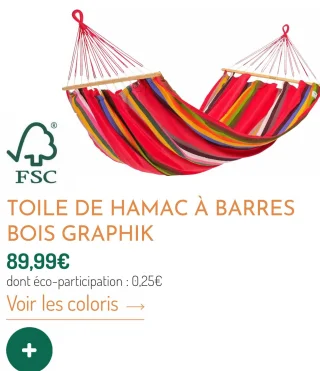 Toile de hamac à barres bois Graphik Jobek