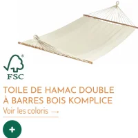Toile de hamac double à barres bois Komplice Jobek
