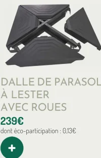 Dalle de parasol à lester avec roues