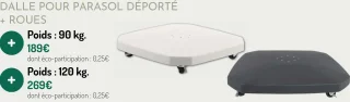 Dalle pour parasol déporté + roues