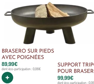 BRASERO SUR PIEDS AVEC POIGNÉES