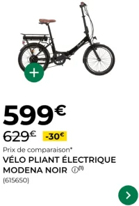 Vélo pliant électrique Modena noir