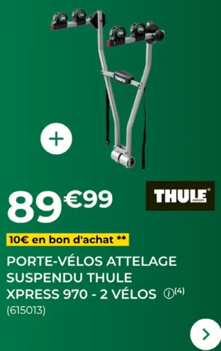 Porte-vélos attelage suspendu Thule Xpress 970 - 2 vélos
