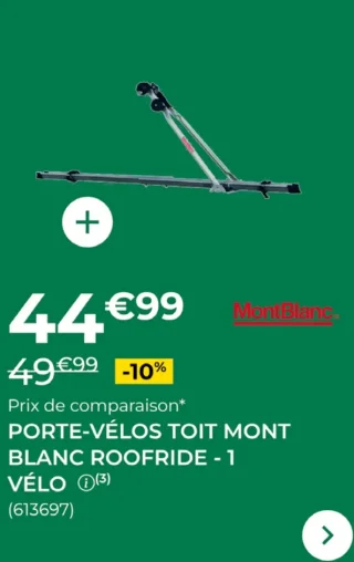 Porte-vélos toit Mont Blanc Roofride - 1 vélo