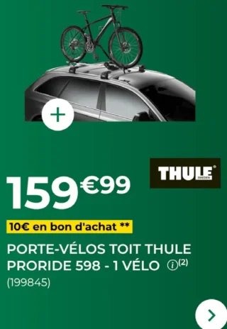 Porte-vélos toit Thule ProRide 598 - 1 vélo
