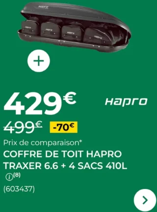 Coffre de Toit HAPRO Traxer 6.6 + 4 Sacs 410L