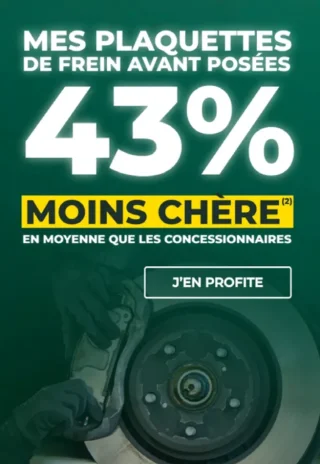 Mes plaquettes de frein avant posées 43% moins chères en moyenne que les concessionnaires