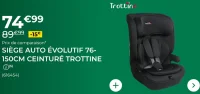 Siège Auto Évolutif 76-150cm Ceinturé Trottine
