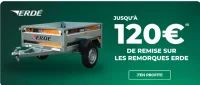 Jusqu'à 120€ de remise sur les remorques ERDE