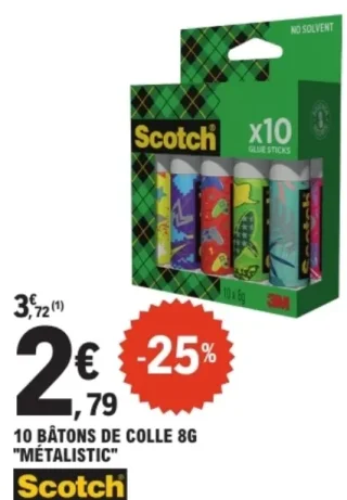10 Bâtons de colle 8g "Métalistic" Scotch