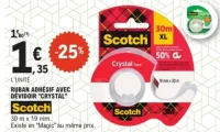 Ruban adhésif avec dévidoir "Crystal" Scotch