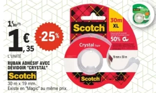 Ruban adhésif avec dévidoir "Crystal" Scotch
