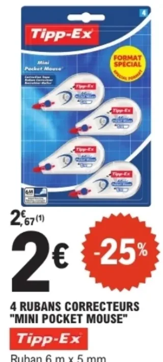 4 Rubans correcteurs "Mini Pocket Mouse" Tipp-Ex