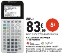 Calculatrice graphique TI-83 Premium Texas Instruments