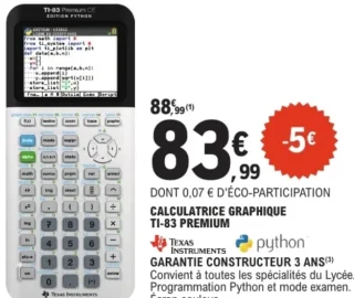 Calculatrice graphique TI-83 Premium Texas Instruments