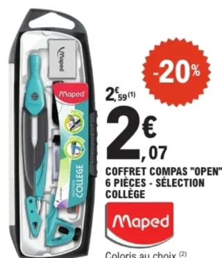 Coffret compas "Open" 6 pièces Maped - Sélection Collège