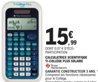 Calculatrice scientifique TI-Collège Plus Solaire Texas Instruments