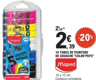 10 Tubes de peinture de gouache Maped Color'Peps